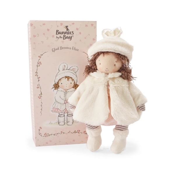 NEW Bunnies By The Bay Plush Stuffed 13” Cloth Glad Dreams Elsie Doll w stand - Picture 1 of 7